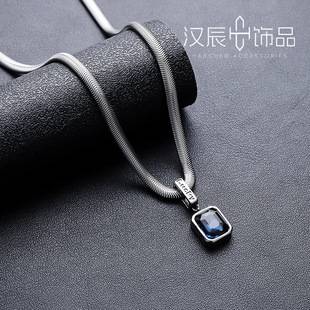 Gem Necklace Men's Titanium Steel Color-free Light Luxury Style High-end Snake Bone Chain Accessories Women's All-match Jewelry