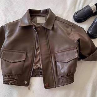Korean Style Children's Casual Tops, Stylish Casual New Spring and Autumn Jackets, Spring Baby Children's Leather Jackets, Fashionable