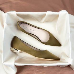 1961 Black Professional Flat Women's Shoes 2024 New Spring and Summer Satin Temperament Shallow Mouth Work Shoes