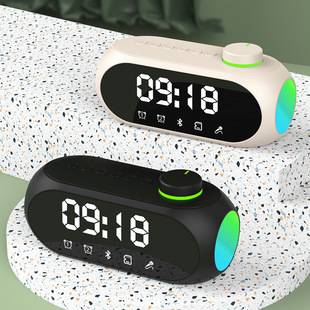 New Bluetooth Small Speaker S18 Night Light Speaker Subwoofer Portable Mini Clock Home Alarm Clock Desktop Sound