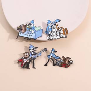 Cartoon Anime Blue Hair Brooch Metal Badge Collar Pin Clothing Accessories Corsage Silk Towel Buckle Guitar Music