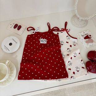 Girls Kt Cat Suspender Skirt Baby Girl Dress K-Style Summer New Kidsren's Clothing Kidsren's Vest Skirt Thin Trendy