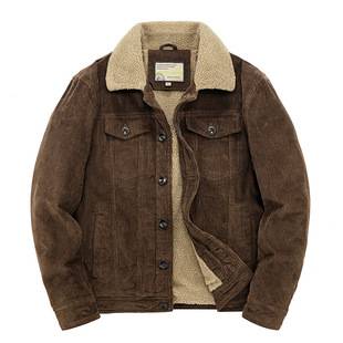 Cross-Border Foreign Trade Winter Corduroy Lapel Cotton Jacket Short Style Fleece-Lined Thickened Coat Men's Pure Cotton Large Size Fleece-Lined Jacket
