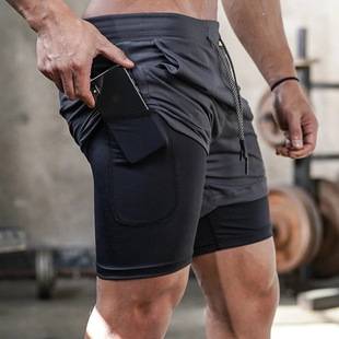 Cross-Border Summer Sports Shorts Men's Double-Layer Quick-Drying Breathable Squat Jogging Exercise Casual Pants Basketball Five-Point Pants