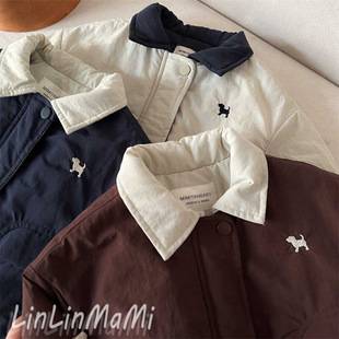 Children's Cotton Clothing 2025 Autumn and Winter Boys and Girls Jackets Baby Cartoon Puppy Baseball Jacket Lapel Jacket Boys Spring Style