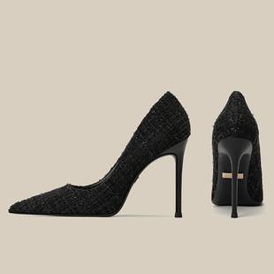Black High Heels New Model 2025 Versatile Elegant Socialite Formal Interview Work Shoes Comfortable for Feet to Wear with Skirts