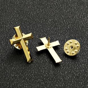 Simple retro bright three-dimensional alloy cross brooch badge DIY clothing clothing hat accessories