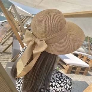 Spring and Summer Travel Straw Hat French Lace-Up Sun Protection Hat Adult Large Brim Beach Straw Hat Fisherman Hat