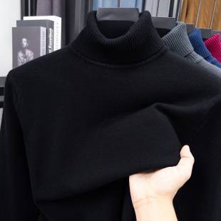 400g High-Quality Anti-Pilling Core-Spun Yarn Sweater 2025 Autumn and Winter Warm Turtleneck Turn-Down Collar Base Layer Men's Knitwear