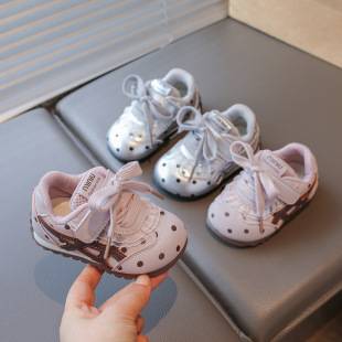 2026 Autumn New Girls' Princess Shoes, Leather Waterproof Toddler Shoes, Fashionable Polka Dot Little Girl Shoes