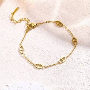 Cross-Border Hot Selling Light Luxury High-End Pig Nose Titanium Steel Bracelet Women's New Fashion Versatile Real Gold Bracelet Wholesale