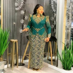 Cross-Border African Women's Elegant Dress Dress Thick Rope Three-Dimensional Embroidery Aliexpress Fashion Slim Hip Skirt