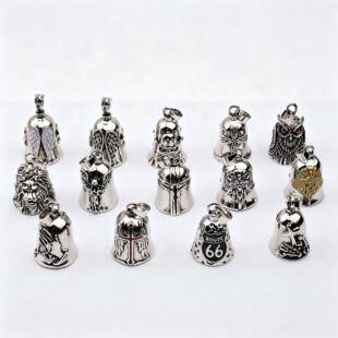 Cross-Border New Vintage Bell Enamel Cross Pendant Punk Men's Motorcycle Style Feather Wings Angel Necklace