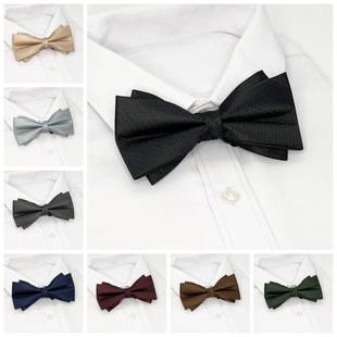 Solid Color Dark Pattern Bow Tie Men's Wedding Groom Suit Dress Accessories Cream Style Texture Literary Style Bow