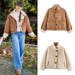Hm Export Cross-Border Spot Wholesale European and American Style Women's Winter Popular Double-Sided Velvet Warm Jacket