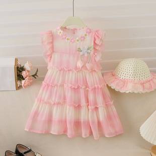 77510 New Girls Dress Summer Baby Girl Fashionable Summer Princess Dress Girls Fashionable Chiffon Dress
