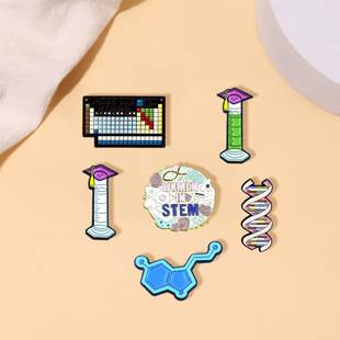 Creative Chemistry Series Brooch Cartoon Chemical Molecular Elements Periodic Table Measuring Cylinder Badge All-match Clothing Accessories
