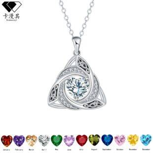 New Witch Knot Resin Necklace, Light Luxury Niche High-End Celtic Knot Pendant, Twelve Birthstone Clavicle Chain