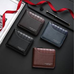 European and American Men's Short Wallet Large Capacity Zipper Coin Purse Multi-Card Slot Credit Card Bag Multi-Card Slot Wallet Wholesale
