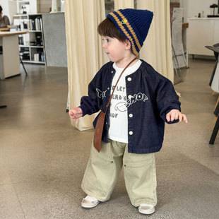 Boys' Jacket Children's Spring and Autumn 2025 New Trendy Brand Stylish Round Neck Jacket for Girls, Fashionable Thin Top