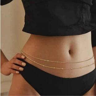 European and American cross-border jewelry fashion round bead chain double-layer women's waist chain metal chain body chain belly chain waist decoration