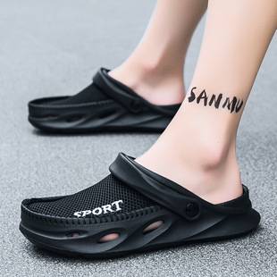 2026 Summer Foreign Trade Mesh Sandals Half-Closed Casual Bird's Nest Clogs Men's Beach Lazy Half-Slippers Large Size