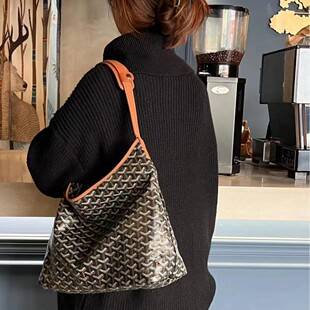 Goya hobo dog-tooth pattern underarm bag, high-end large-capacity tote bag, lightweight commuter travel shoulder bag, shopping bag