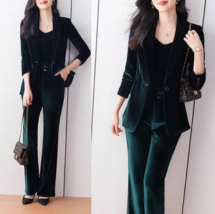 High-End Purple Velvet Blazer for Women, Autumn and Winter 2025 New Style, Professional and Feminine Suit Set