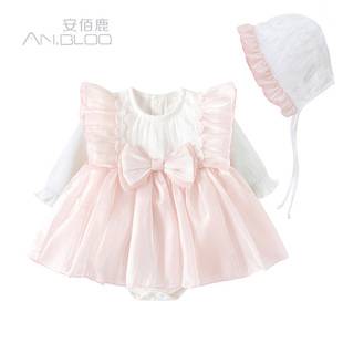Girls' Dress Baby Romper Dress Spring and Autumn Big Bow Princess Dress One-Year-Old Baby Girl Clothes Dress