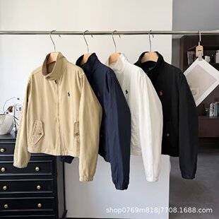 European and American cross-border women's clothing 2026 autumn new collection: Old Money style embroidered polo jacket with a stand-up collar, versatile short top