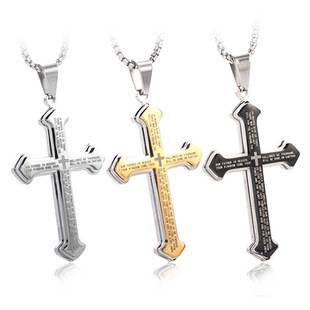 Classic Stainless Steel Cross Pendant Necklace Men Women Jewelry Street Party Fashion Accessories Gift Wholesale