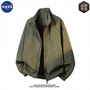 Nasa Co-Branded High-Quality American-Style Casual Cool Jacket for Men, Spring Season, Stand-Up Collar, Solid Color, Versatile Trendy Outerwear