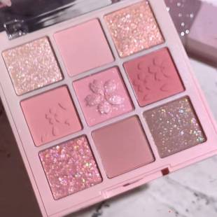 Capel Cherry Blossom Nine-color Eyeshadow Plate Pearlescent Flash Highlight Repairable One-piece Plate Pure Pink Korean Eye Shadow