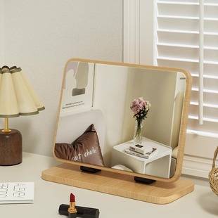 Mirror Makeup Mirror Home Desktop Desktop Makeup Mirror Wooden High-End Dressing Table Large Mirror Dormitory Foldable