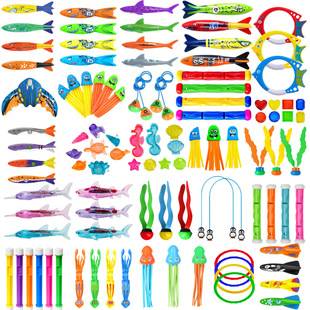 Cross-Border Amazon Diving Toys Shark Gem Children's Swimming Pool Diving Torpedo Diving Fish Ring Toy Set