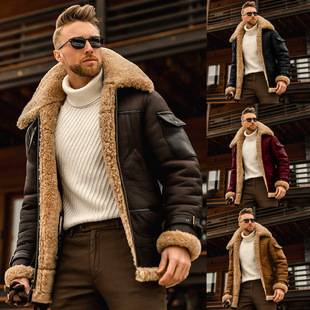 In-Stock Wholesale 2023 Warm Winter Men's Jacket Thickened Suede Faux Fur Jacket Independent Store