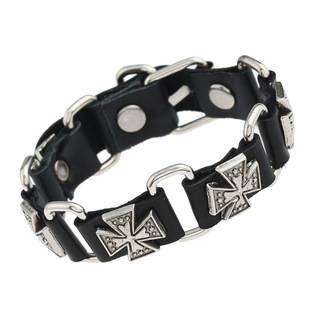 European and American Foreign Trade Jewelry Trendy Punk Style Connected Leather Bracelet Personalized Street Leather Combination Bracelet