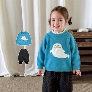 Zhe Li Children's Clothing Girls' Sweater Winter New Cartoon Children's Knitted Base Shirt Top Baby Girl Clothes