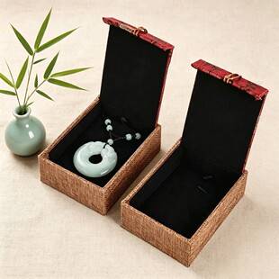 Ancient style tassel linen jewelry box, vintage Buddhist bead bracelet box, pendant necklace ring jade bracelet packaging box