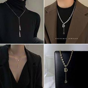 Autumn and Winter Long Sweater Chain with a High-End Feel, Versatile Ins-Style Light Luxury Niche Double-Layer Necklace Pendant