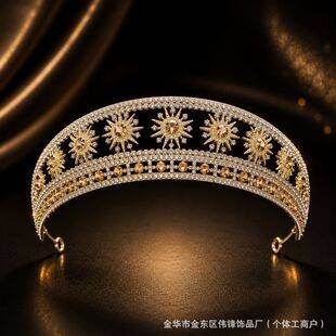 Cross-Border Baroque Bridal Crown, Korean-Style Handmade Zircon-Encrusted Crown, High-End Wedding Dress and Headpiece Matching