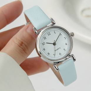 Simple and Stylish Women's Compact Digital Scale Exam Watch, Women's High-End Quartz Watch, Women's Leather Strap Dial