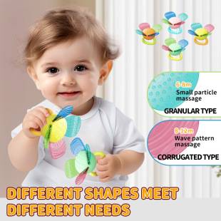 Cross-border Hot Selling Silicone Baby Teeth Gum Hand Rattle Flower Toy for Newborns 0-6-12 Mar Boiled Toy
