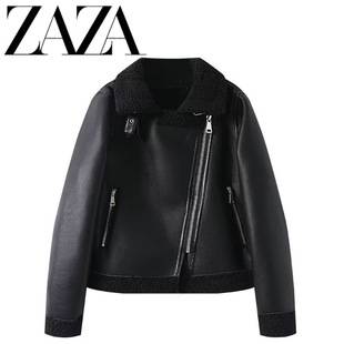 Zaza Self-Made European and American Style Wholesale Women's Fashion Versatile and Stylish Leather and Fur Integrated Jacket 8741267 800