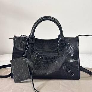 Parisian LeCity motorcycle bag, vintage oil wax leather studded handbag, French-style high-end crossbody bag for women