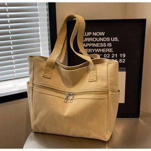 Korean Style Simple Canvas Fashion Large-Capacity Women's Bag 2025 Winter New Style Going Out Style Commuter Bag Shoulder