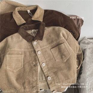 Korean-style children's color-block corduroy jacket, new design, for boys and girls, loose-fitting top