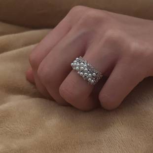 Light Luxury and High-End Pearl Ring for Women, Niche Design, Ins-Style, Adjustable Open Ring for the Index Finger, Personalized Ring