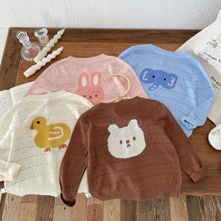 Children's cartoon sweater 0-6 years old summer South Korea children's clothing girls refreshing cardigan thin baby air conditioning shirt AY477