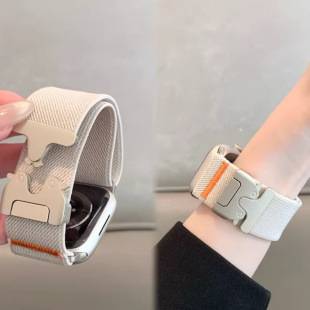 Suitable for Apple Watch10 Watch Strap with Elastic Nylon Parachute Buckle Iwatch12 Replacement Wristband